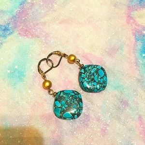 Turquoise Stone Earrings Handcrafted with backless clips .⭐️